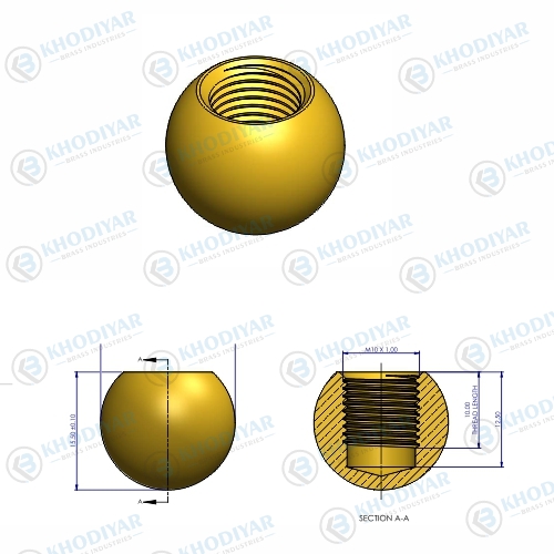 18 MM BRASS BALL WITH M10 X 1 MM THREAD